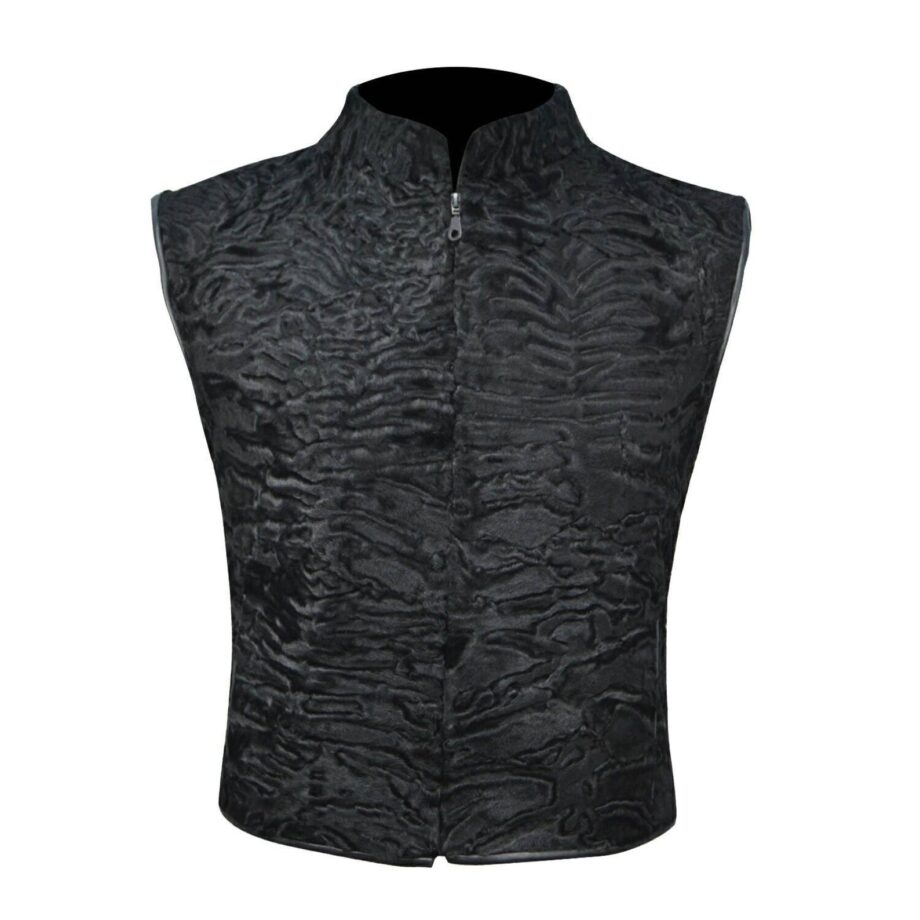 Women's Black Broadtail Persian Lamb Fur karakul vest