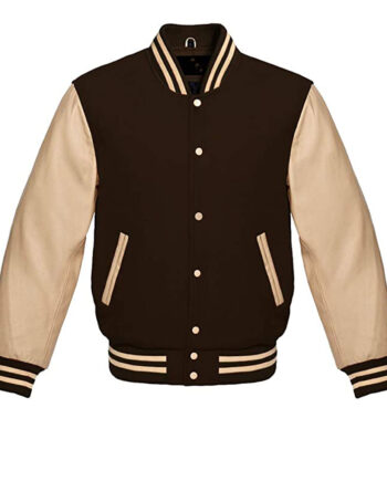 brown bomber varsity jacket