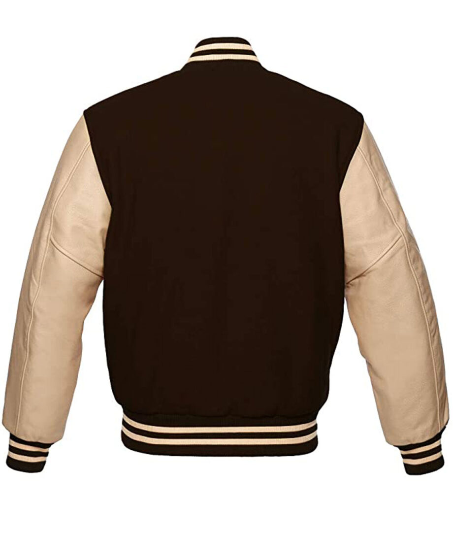 brown bomber varsity jacket