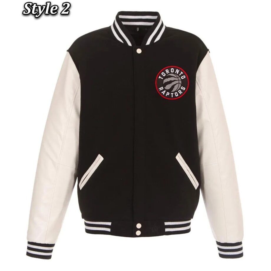 Black and White Toronto Raptors Varsity Jacket