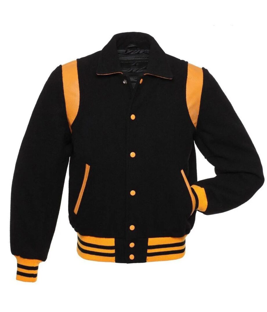 Sailor Collar Black and Orange Wool Jacket