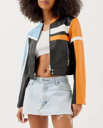 Electric Bloom Carmen B. Sanchez Colorblock Leather Jacket