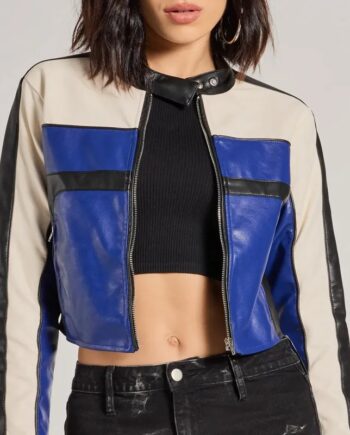Electric Bloom Carmen B. Sanchez Striped Leather Jacket
