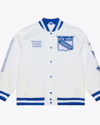 Arctic White New York Rangers Lightweight Satin Jacket