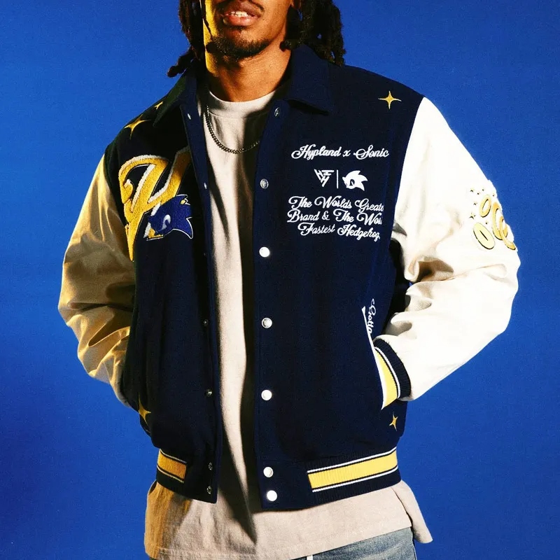 Super Sonic Navy and White Varsity Jacket