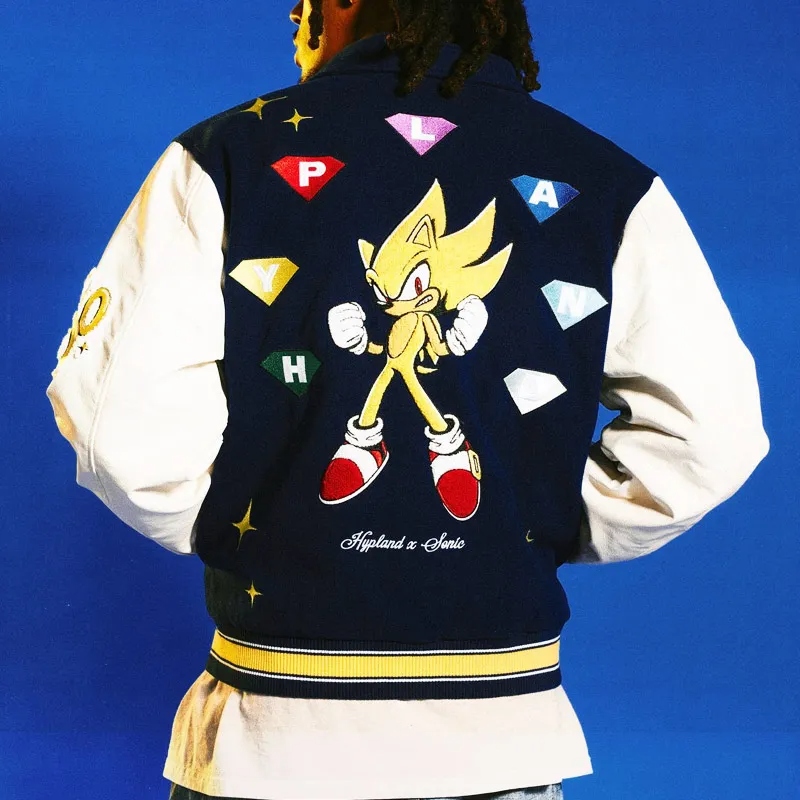 Super Sonic Navy and White Varsity Jacket
