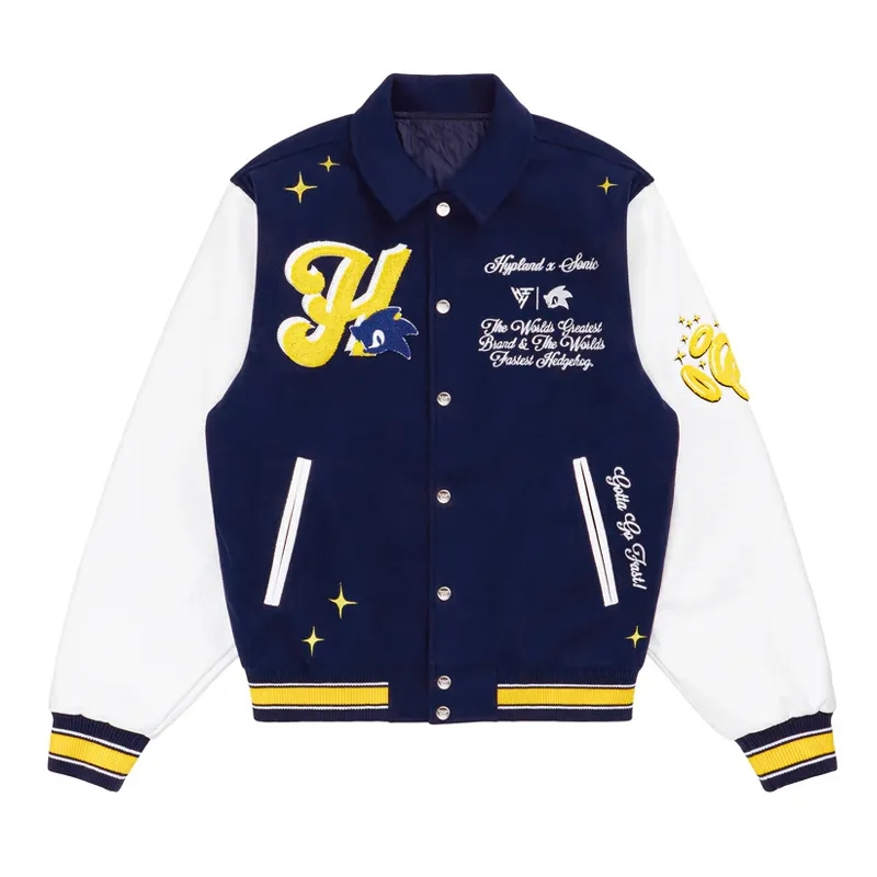Super Sonic Navy and White Varsity Jacket