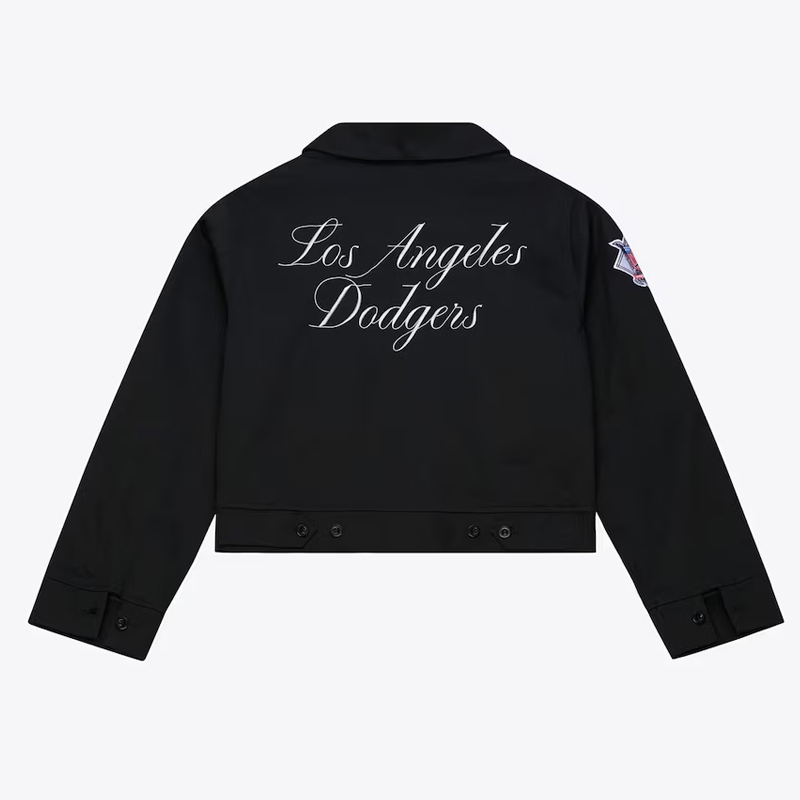 Women’s LA Dodgers Script Mechanic Black Cropped Jacket