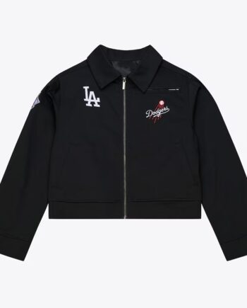 Women’s LA Dodgers Script Mechanic Black Cropped Jacket