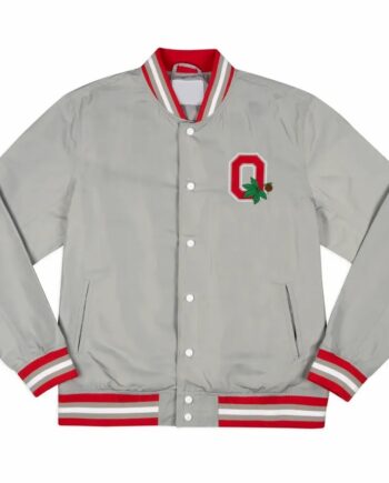 Ohio State Buckeyes Arched Gray Bomber Jacket