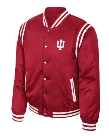 Indiana Hoosiers Teddy Red Varsity Satin Jacket