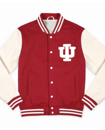 Indiana Hoosiers Crimson and Off White Varsity Jacket