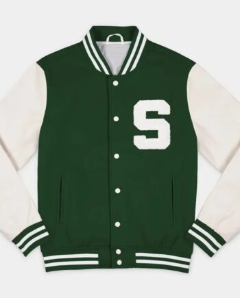 Michigan State Spartans Green and Off White Varsity Jacket