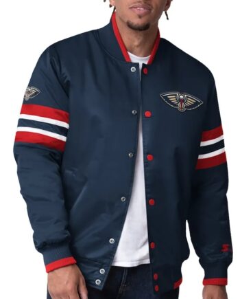 New Orleans Pelicans Scout Navy Varsity Satin Jacket