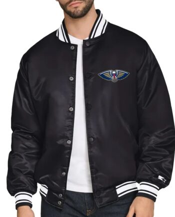 New Orleans Pelicans Triangle Black Satin Jacket