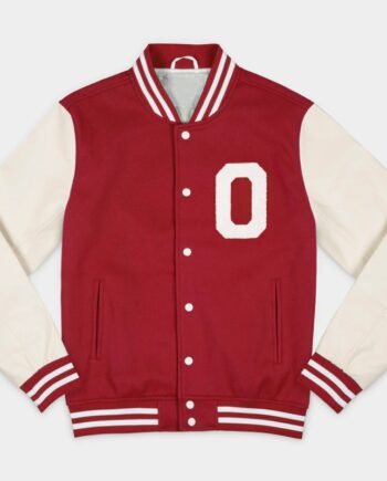 Oklahoma Sooners Crimson and Off White Varsity Jacket