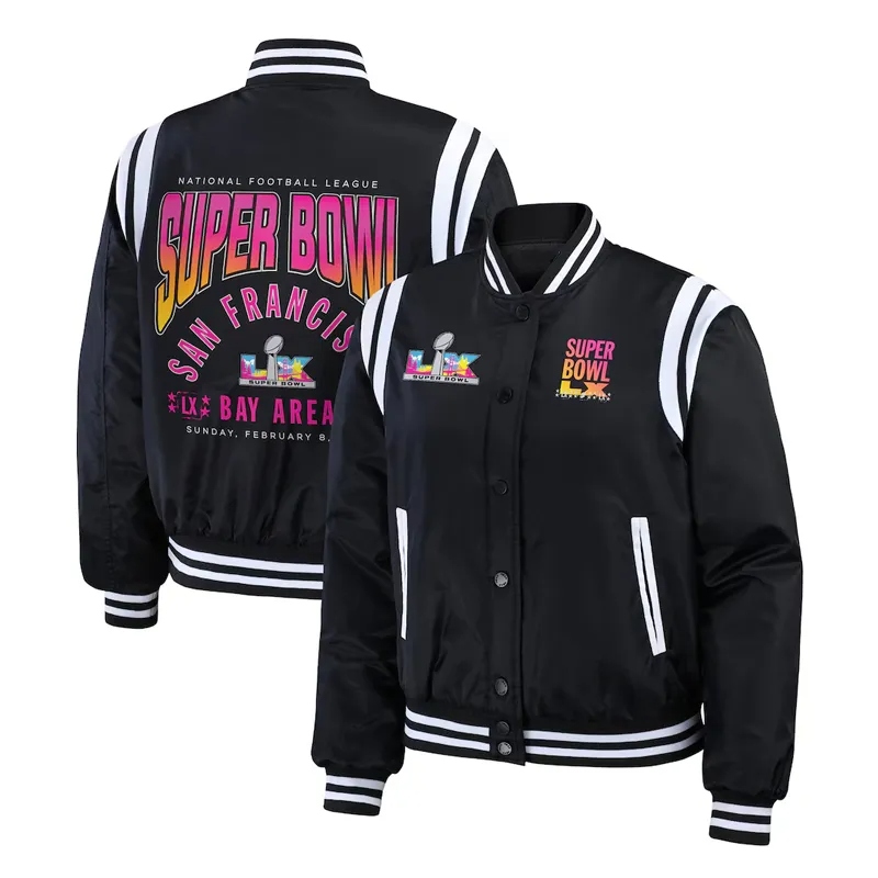 Super Bowl LX Black Bomber Jacket