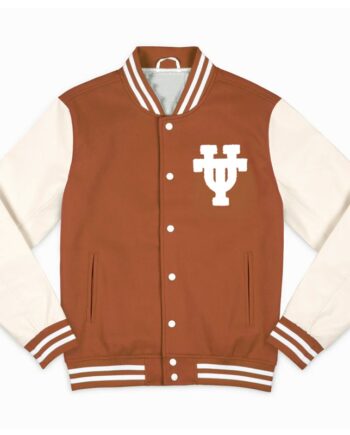 Texas Longhorns Burnt Orange and Off White Varsity Jacket